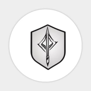 Sleek Silver Sword and Shield Emblem Design No. 608 Magnet